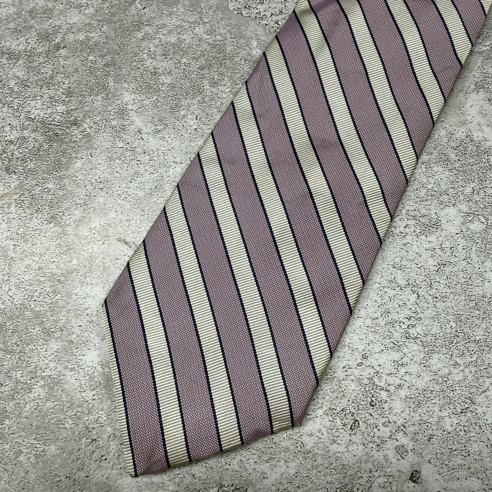 Tommy‎ Hilfiger Silk Tie Mens One Size Purple Striped Made In USA Necktie
